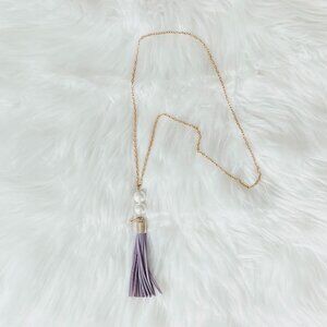 SCStyles Purple Leather Tassel Necklace